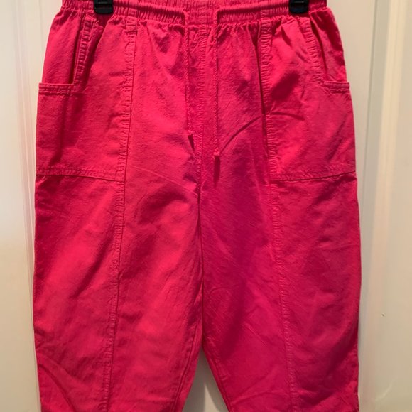 Hot Pink Pull On Petite MED Crop pants - Picture 2 of 5